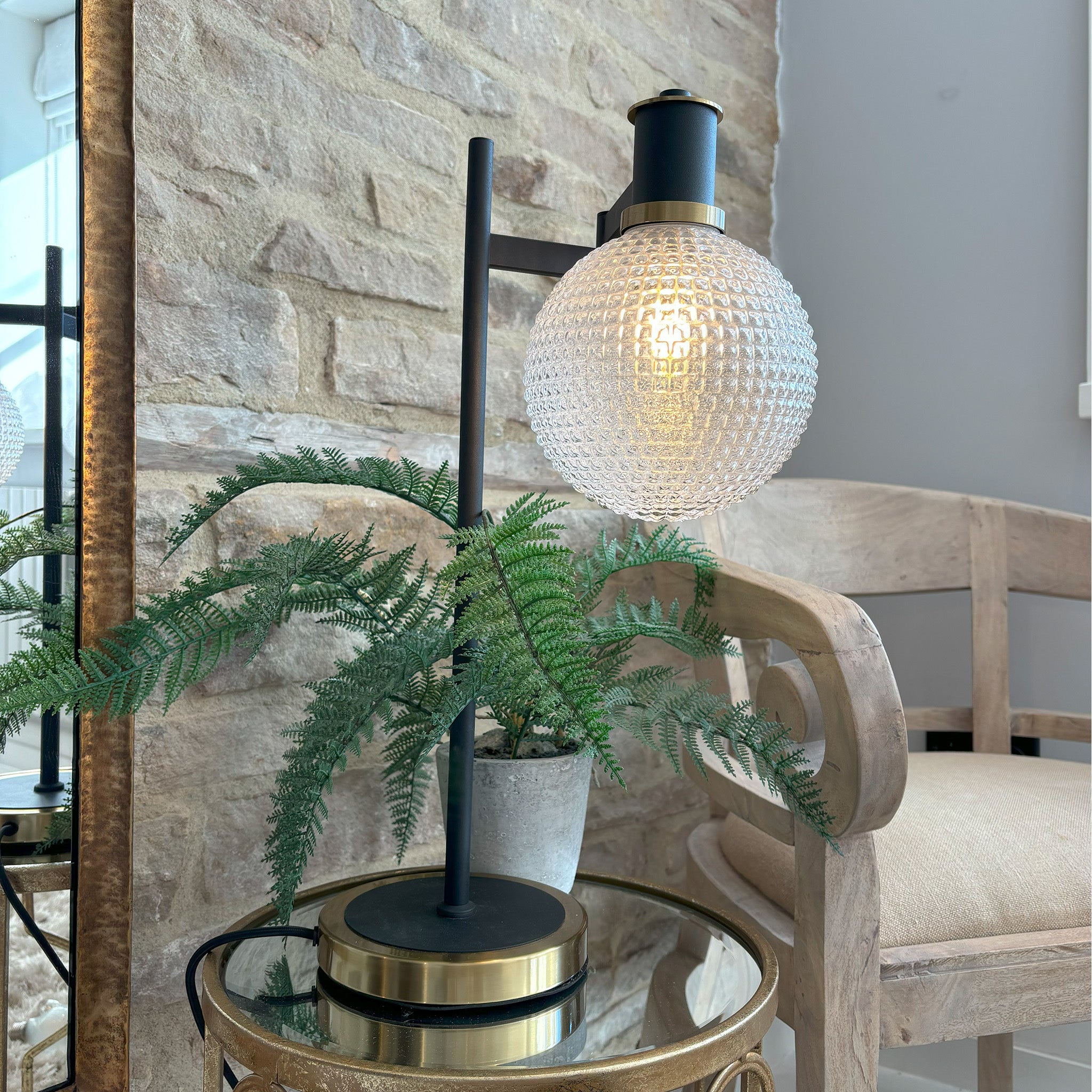 Adjustable Swing Arm Table Lamp with Glass Shade